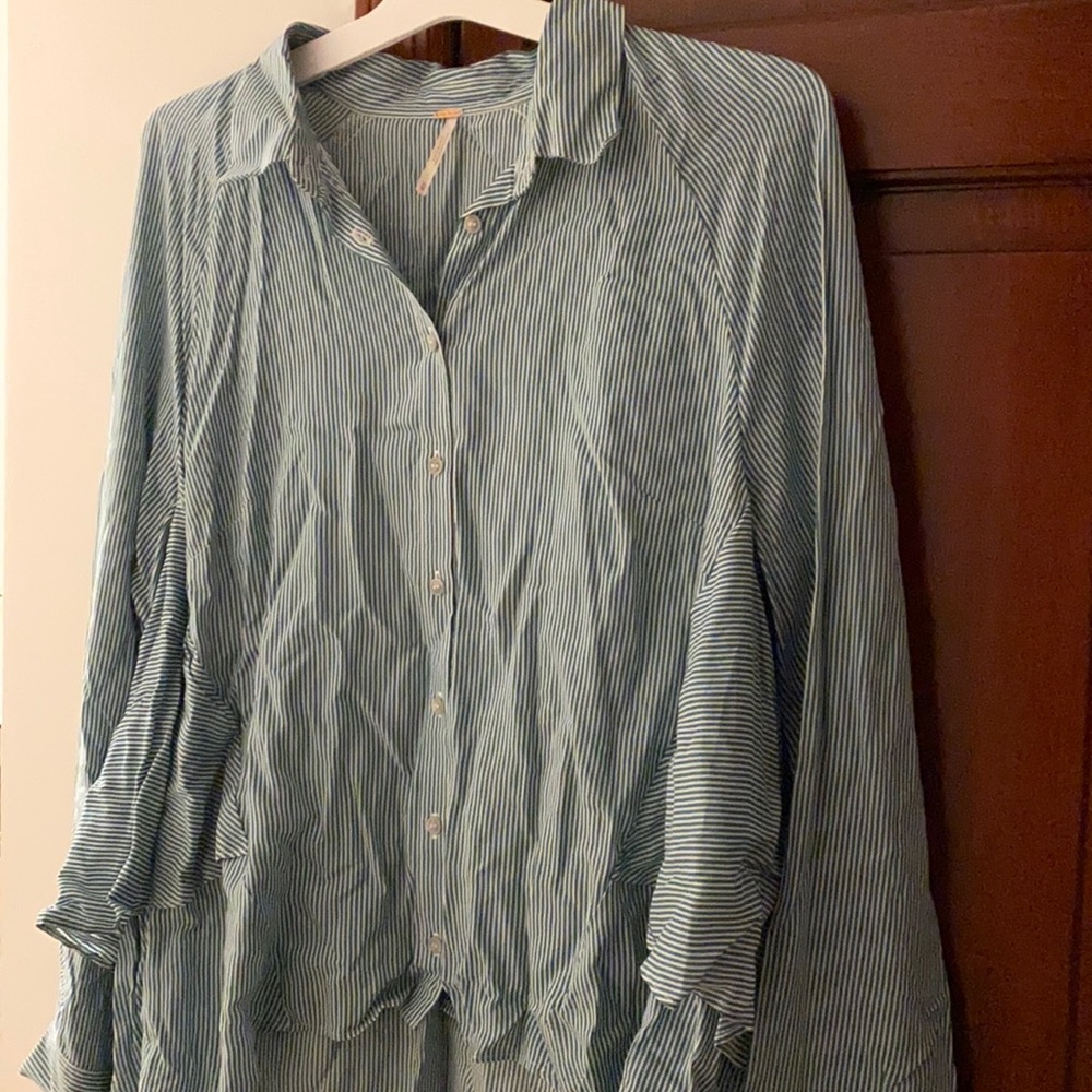 High low button down free people shirt